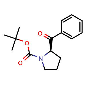 Chemical structure of (R)-tert-Butyl 2-benzoylpyrrolidine-1-carboxylate , CAS 566899-60-3, AChemBlock AD282339