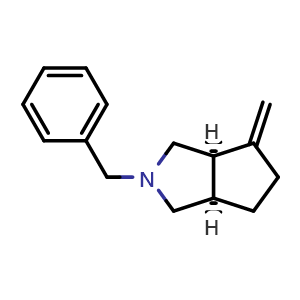 Chemical structure of rel-(3aR,6aR)-2-Benzyl-4-methyleneoctahydrocyclopenta[c]pyrrole , CAS 875737-39-6, AChemBlock AD282341