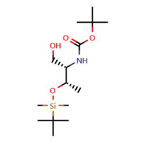 Chemical structure of (2S,3S)-tert-Butyl 3-(tert-butyldimethylsilyloxy)-1-hydroxybutan-2-ylcarbamate , CAS 914799-33-0, AChemBlock AD282343