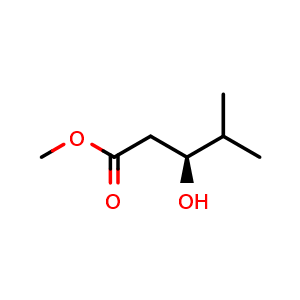 Chemical structure of Methyl (3S)-3-hydroxy-4-methylpentanoate , CAS 110097-32-0, AChemBlock AD282348