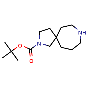 Chemical structure of tert-Butyl 2,8-diazaspiro[4.6]undecane-2-carboxylate , CAS 1158756-69-4, AChemBlock AD282351