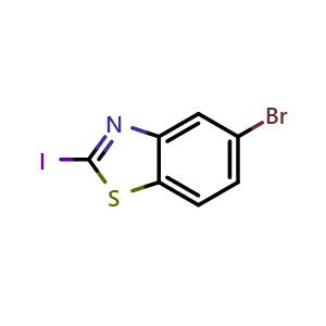 Chemical structure of 5-Bromo-2-iodo-1,3-benzothiazole , CAS 1175278-25-7, AChemBlock AD282353
