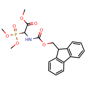Chemical structure of Methyl 2-dimethoxyphosphoryl-2-(9H-fluoren-9-ylmethoxycarbonylamino)acetate , CAS 1182708-98-0, AChemBlock AD282354