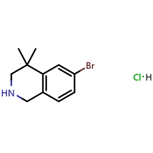 Chemical structure of 6-Bromo-4,4-dimethyl-2,3-dihydro-1H-isoquinoline hydrochloride , CAS 1203684-61-0, AChemBlock AD282355