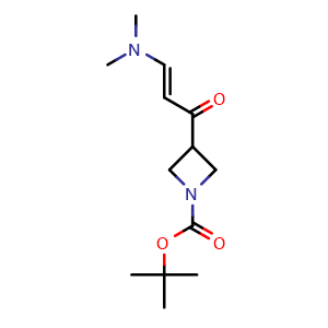 Chemical structure of tert-Butyl 3-[(E)-3-(dimethylamino)prop-2-enoyl]azetidine-1-carboxylate , CAS 1236861-77-0, AChemBlock AD282360