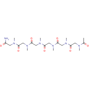 Chemical structure of 2-[[2-[[2-[[2-[[2-[[2-[Acetyl(methyl)amino]acetyl]-methyl-amino]acetyl]-methyl-amino]acetyl]-methyl-amino]acetyl]-methyl-amino]acetyl]-methyl-amino]acetamide , CAS 1418316-66-1, AChemBlock AD282376