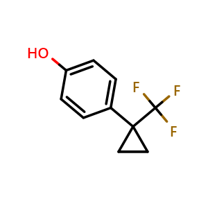 Chemical structure of 4-[1-(Trifluoromethyl)cyclopropyl]phenol , CAS 1431983-55-9, AChemBlock AD282377