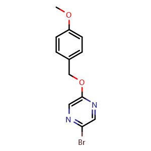 Chemical structure of 2-Bromo-5-[(4-methoxyphenyl)methoxy]pyrazine , CAS 1451186-71-2, AChemBlock AD282379
