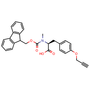 Chemical structure of (2S)-2-[9H-Fluoren-9-ylmethoxycarbonyl(methyl)amino]-3-(4-prop-2-ynoxyphenyl)propanoic acid , CAS 1454816-65-9, AChemBlock AD282380