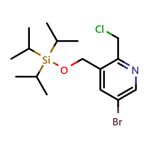 Chemical structure of [5-Bromo-2-(chloromethyl)-3-pyridyl]methoxy-triisopropyl-silane , CAS 1456804-19-5, AChemBlock AD282381