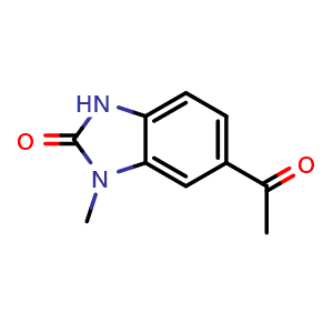 Chemical structure of 5-Acetyl-3-methyl-1H-benzimidazol-2-one , CAS 1557914-17-6, AChemBlock AD282390