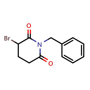 Chemical structure of 1-Benzyl-3-bromo-piperidine-2,6-dione , CAS 1558780-60-1, AChemBlock AD282391