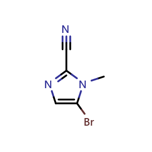 Chemical structure of 5-Bromo-1-methyl-imidazole-2-carbonitrile , CAS 1578484-69-1, AChemBlock AD282392
