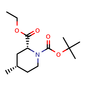 Chemical structure of O1-tert-Butyl O2-ethyl (2R,4S)-4-methylpiperidine-1,2-dicarboxylate , CAS 1621383-23-0, AChemBlock AD282394