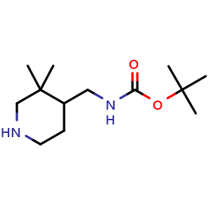 Chemical structure of tert-Butyl N-[(3,3-dimethyl-4-piperidyl)methyl]carbamate , CAS 1780677-74-8, AChemBlock AD282399