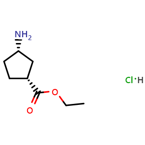 Chemical structure of Ethyl (1R,3S)-3-aminocyclopentanecarboxylate hydrochloride , CAS 1820579-65-4, AChemBlock AD282405
