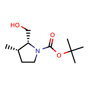 Chemical structure of tert-Butyl (2R,3S)-2-(hydroxymethyl)-3-methyl-pyrrolidine-1-carboxylate , CAS 1821827-16-0, AChemBlock AD282408