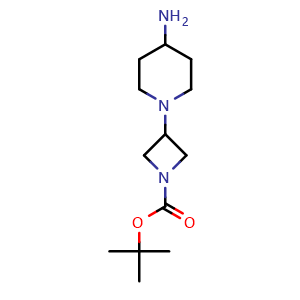 Chemical structure of tert-Butyl 3-(4-amino-1-piperidyl)azetidine-1-carboxylate , CAS 1823863-13-3, AChemBlock AD282409
