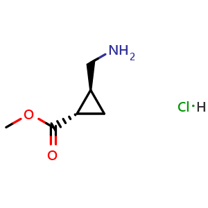 Chemical structure of Methyl (1S,2S)-2-(aminomethyl)cyclopropanecarboxylate hydrochloride , CAS 1973459-69-6, AChemBlock AD282417