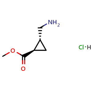 Chemical structure of Methyl (1R,2R)-2-(aminomethyl)cyclopropanecarboxylate hydrochloride , CAS 1973459-70-9, AChemBlock AD282418