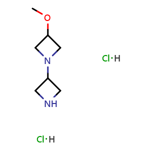 Chemical structure of 1-(Azetidin-3-yl)-3-methoxy-azetidine dihydrochloride , CAS 2097953-67-6, AChemBlock AD282420