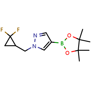 Chemical structure of 1-[(2,2-Difluorocyclopropyl)methyl]-4-(tetramethyl-1,3,2-dioxaborolan-2-yl)-1H-pyrazole , CAS 2101930-90-7, AChemBlock AD282423