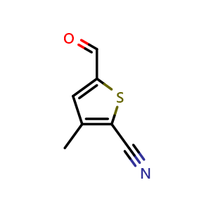 Chemical structure of 5-Formyl-3-methyl-thiophene-2-carbonitrile , CAS 21512-20-9, AChemBlock AD282427