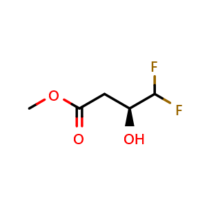 Chemical structure of Methyl (3S)-4,4-difluoro-3-hydroxy-butanoate , CAS 2227715-66-2, AChemBlock AD282428