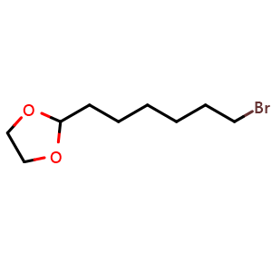 Chemical structure of 2-(6-Bromohexyl)-1,3-dioxolane , CAS 22374-56-7, AChemBlock AD282430
