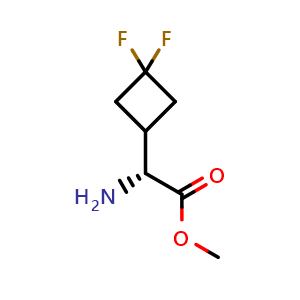 Chemical structure of Methyl (2R)-2-amino-2-(3,3-difluorocyclobutyl)acetate , CAS 2349896-25-7, AChemBlock AD282435