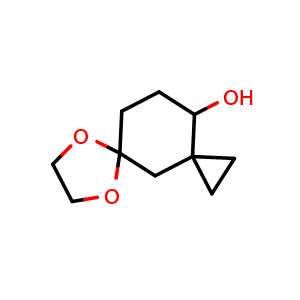 Chemical structure of 6,9-Dioxadispiro[2.1.4?.3?]dodecan-12-ol , CAS 2359626-87-0, AChemBlock AD282437