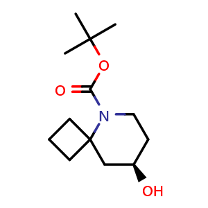 Chemical structure of tert-Butyl (8R)-8-hydroxy-5-azaspiro[3.5]nonane-5-carboxylate , CAS 2381925-50-2, AChemBlock AD282440