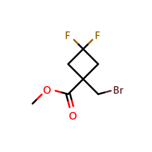 Chemical structure of Methyl 1-(bromomethyl)-3,3-difluoro-cyclobutanecarboxylate , CAS 2416230-04-9, AChemBlock AD282447