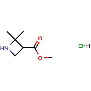 Chemical structure of Methyl 2,2-dimethylazetidine-3-carboxylate hydrochloride , CAS 2490655-78-0, AChemBlock AD282450