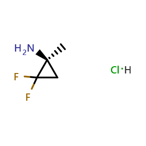 Chemical structure of (1S)-2,2-Difluoro-1-methyl-cyclopropanamine hydrochloride , CAS 2566440-07-9, AChemBlock AD282455