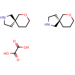 Chemical structure of rel-(R)-7-Oxa-2-azaspiro[4.5]decane hemioxalate , CAS 2711325-28-7, AChemBlock AD282461
