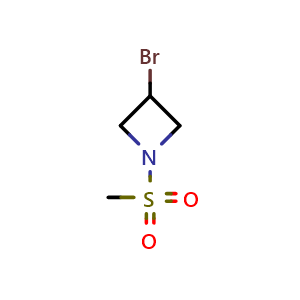 Chemical structure of 3-Bromo-1-methylsulfonyl-azetidine , CAS 2731007-08-0, AChemBlock AD282464