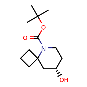 Chemical structure of tert-Butyl (8S)-8-hydroxy-5-azaspiro[3.5]nonane-5-carboxylate , CAS 2741232-94-8, AChemBlock AD282468