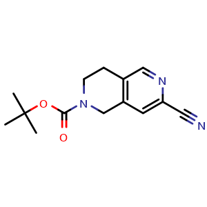 Chemical structure of tert-Butyl 7-cyano-3,4-dihydro-1H-2,6-naphthyridine-2-carboxylate , CAS 2750527-52-5, AChemBlock AD282471