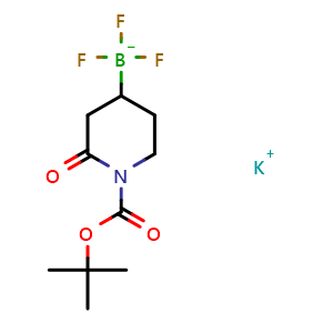 Chemical structure of potassium hydride triBLAH-(1-tert-butoxycarbonyl-2-oxo-piperidin-4-id-4-yl)boron(3+) , CAS 2835577-98-3, AChemBlock AD282477