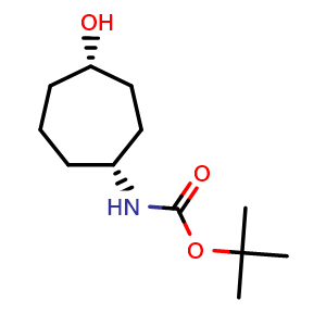Chemical structure of tert-Butyl N-[(1R,4S)-4-hydroxycycloheptyl]carbamate , CAS 2969617-77-2, AChemBlock AD282489