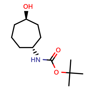 Chemical structure of tert-Butyl N-[(1R,4R)-4-hydroxycycloheptyl]carbamate , CAS 2969618-09-3, AChemBlock AD282490