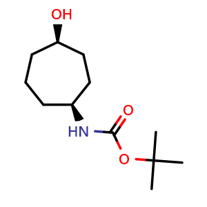 Chemical structure of tert-Butyl N-[(1S,4R)-4-hydroxycycloheptyl]carbamate , CAS 2969618-19-5, AChemBlock AD282491
