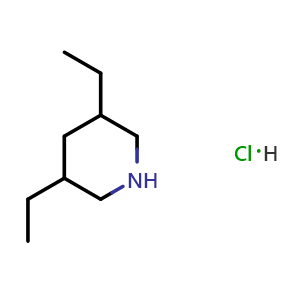 Chemical structure of 3,5-Diethylpiperidine hydrochloride , CAS 2995287-78-8, AChemBlock AD282493