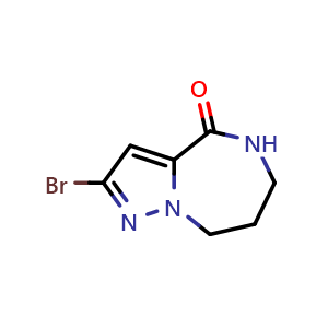 Chemical structure of 2-Bromo-4H,5H,6H,7H,8H-pyrazolo[1,5-a][1,4]diazepin-4-one , CAS 3024066-96-1, AChemBlock AD282495