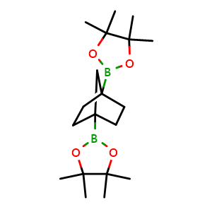 Chemical structure of 4,4,5,5-Tetramethyl-2-[4-(4,4,5,5-tetramethyl-1,3,2-dioxaborolan-2-yl)norbornan-1-yl]-1,3,2-dioxaborolane (Boston College Patent Product. Not for Resale. Internal R&D Only.) , CAS 3027760-43-3, AChemBlock AD282497