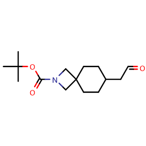 Chemical structure of tert-Butyl 7-(2-oxoethyl)-2-azaspiro[3.5]nonane-2-carboxylate , CAS 3029366-52-4, AChemBlock AD282498