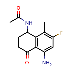 Chemical structure of N-(5-Amino-7-fluoro-8-methyl-4-oxo-tetralin-1-yl)acetamide , CAS 3035271-67-8, AChemBlock AD282502