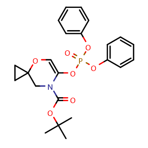 Chemical structure of tert-Butyl 6-diphenoxyphosphoryloxy-4-oxa-7-azaspiro[2.5]oct-5-ene-7-carboxylate , CAS 3066902-27-7, AChemBlock AD282507