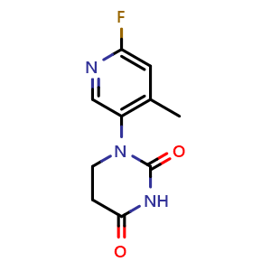 Chemical structure of 1-(6-Fluoro-4-methyl-3-pyridyl)hexahydropyrimidine-2,4-dione , CAS 3087732-27-9, AChemBlock AD282512